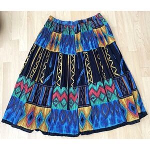 Le Mieux Studio Maxi Skirt Women's L Boho Western Crinkle Artsy Adjustable